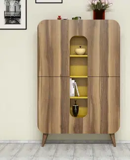 Víceúčelová skříňka Mine - Walnut, Yellow