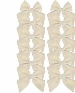 Sada velkých sametových mašlí, 12 ks, krémová, L