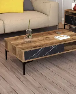 Konferenční stolek Istanbul - Walnut, Black Marble