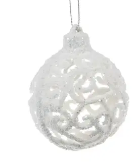 Vánoční ozdoba Carlita Koule bílá, 7 cm, plast