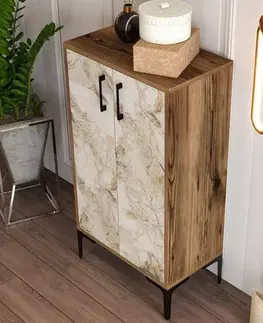 Botník Prag Walnut and White Marble