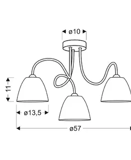Chromová stropní lampa, skleněné stínidlo, 3x40W, E14, Elf