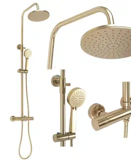 REA Sprchový set s baterií 150mm s termostatem PAROT kartáčovaná zlatá REA-P2323