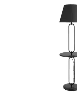 Estila Designová industriální černá stojací lampa Bucky s odkládacím stolkem 175 cm