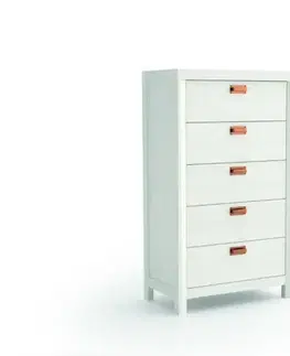 Estila Moderní masivní vysoká komoda Lyon na nožičkách s možností volitelné barevnosti s pěti šuplíky 129cm