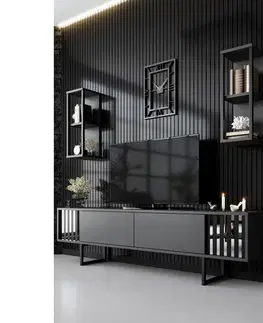 Televizní stolek s policemi Chrome Anthracite and Black