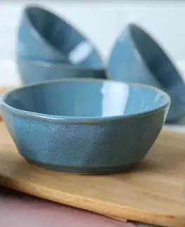 Sada 6 kameninových misek Facetta 12 cm, tyrkysová