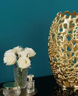 Estila Art deco kovová váza Hoja ve zlatém provedení 40cm