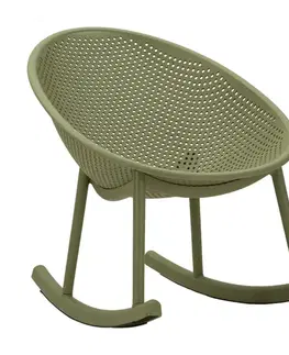 Estila Moderní zelené kulaté houpací křeslo Isola s kompaktním sedátkem a opěrkou s perforovaným designem 66 cm