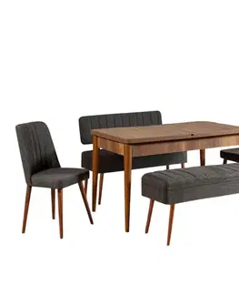 Jídelní set s rozkládacím stolem a židlemi (5 kusů) Vina 1053 - 4 - Anthracite, Walnut
