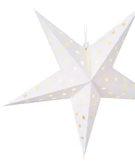 Závěsná svíticí vánoční hvězda bílá 60 cm, LED, s časovačem