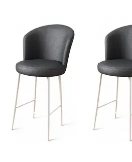 Bar Stool Set (2 Pieces) Uras - Anthracite, White