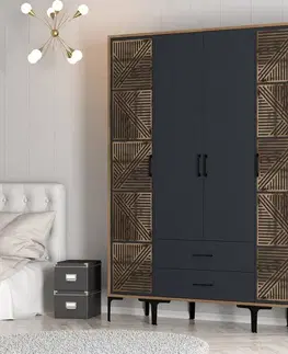 Šatní skříň Kumsal PTP - Walnut, Anthracite