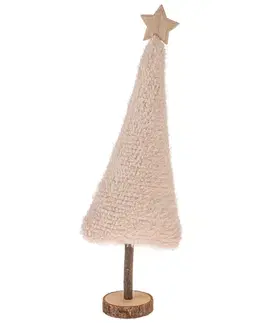 Vánoční dekorace Textilní stromek 45,5 cm, chlupatý fleece, krémová