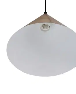 Závěsná lampa Dunca 25, černá, 1x40, E27, stínidlo ze světlého dubu
