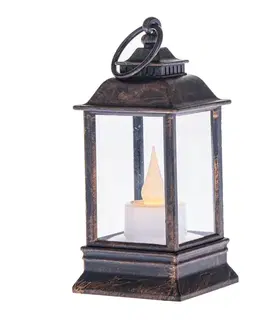 Lucerna s LED svíčkou Cremona bronzová, 6 x 13 cm
