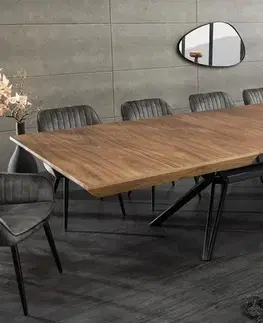 Estila Luxusní moderní obdélníkový rozkládací jídelní stůl Gerant s hnědou ořechovou deskou a černou podstavou 200-320 cm
