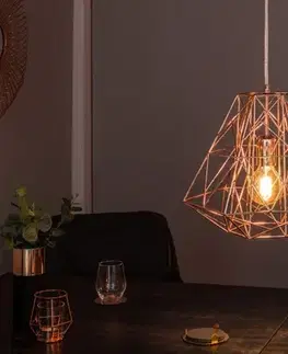 Estila Designová závěsná lampa Mira růžově zlatá