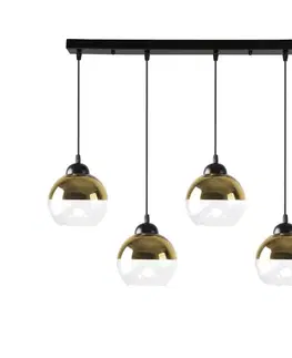 Závěsná lampa Contessa Černá 4X40 E27 Zlaté stínidlo