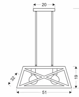 Černá kovová závěsná lampa 2x40W E27 Origami