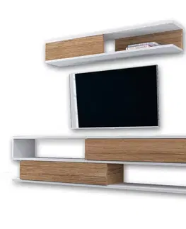TV stěna / Sestava pod TV Sims - White, Teak