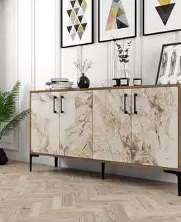 Konzolový stolek Kiev 160 - Walnut, White Marble