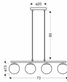 Dřevěná závěsná lampa Carrine 4x40W E14 bílé stínidlo
