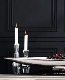 Estila Designový tác Sorento ve tvaru listu z kovu ve stříbrném provedení 80cm