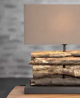 Estila Designová stolní lampa z naplaveného dřeva