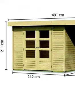 Dřevěný zahradní domek ASKOLA 3 s přístavkem 240 Lanitplast