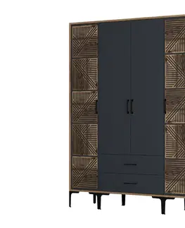 Šatní skříň Kumsal PTP - Walnut, Anthracite