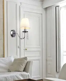 Chromová nástěnná lampa/béžové stínidlo s krystaly 40W Ruti