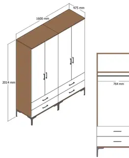 Šatní skříň Kumsal TT - Walnut, White