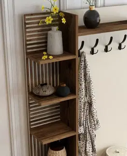Vešák s botníkem a policemi Viyana Walnut and Cream