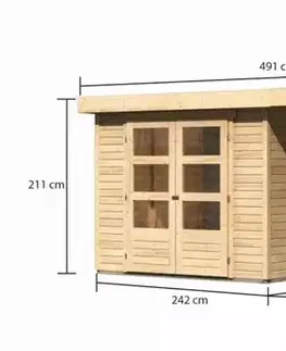 Dřevěný zahradní domek ASKOLA 3 s přístavkem 240 Lanitplast