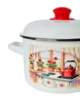 PROHOME - Hrnec smalt s poklicí 16cm 2L Rustika