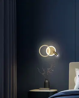 Nástěnná lampa MONET kruhová zlatá 18W LED 3000K bílé stínidlo
