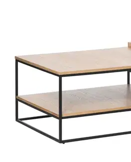 Estila Konferenční stolek Soldo, světlý dub/černý kov, 120 cm
