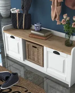 Nástěnný věšák s botníkem Polo White and Walnut