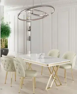 Dining Table & Chairs Set (5 Pieces) Rigel - White, Gold, Cream