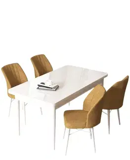 Dining Table & Chairs Set (5 Pieces) Arp - White, Cappuccino
