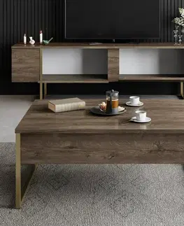 Televizní stolek Luxe Walnut and Gold