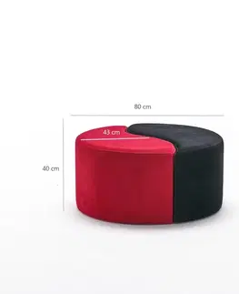 Taburet Alis Puf Red and Black