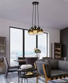 Závěsná lampa Nubia černá 3x60W E27 zlaté stínidlo