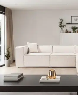 Rohová sedací souprava Lora (L1-O1-1R-POUFFE ) - Light Brown