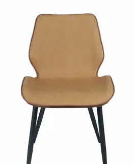 Estila Hnědá moderní jídelní židle Vidar z eko kůže a černými kovovými nožičkami dvoutónová kožená 82cm