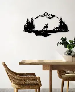 Dekorativní kovový doplněk na zeď Deer And Landscape - 1