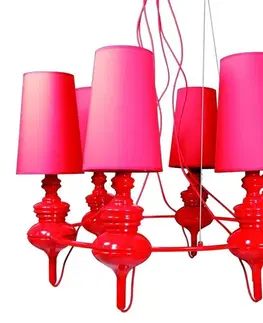 Červená závěsná lampa, nastavitelná, lustr, 6xE14, Decoria