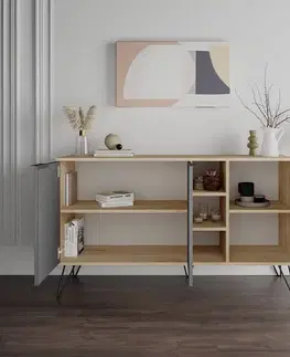 Konzolový stolek Clara Console - Oak, Anthracite