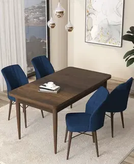 Dining Table & Chairs Set (5 Pieces) Arp - Baroque, Navy Blue